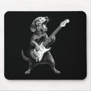 Dachshund Playing Guitar Rock Star Rock & Roll Mouse Pad