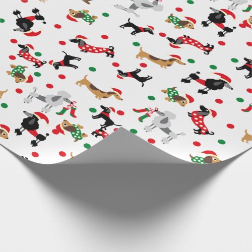 Dachshund Poodle Dobie Dog Puppy Bright Christmas Wrapping Paper