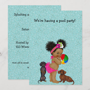 Dachshund Pool Party Ethnic Baby Invitation