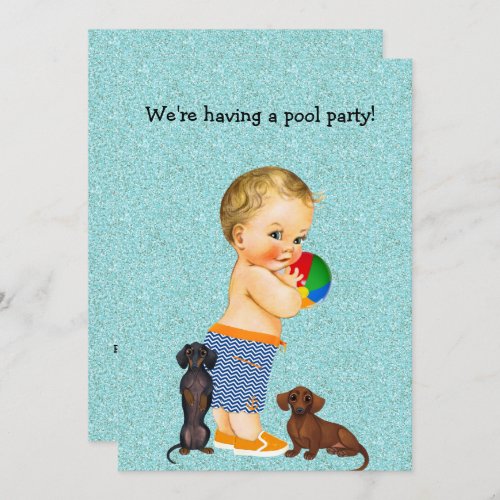 Dachshund Pool Party Invitation