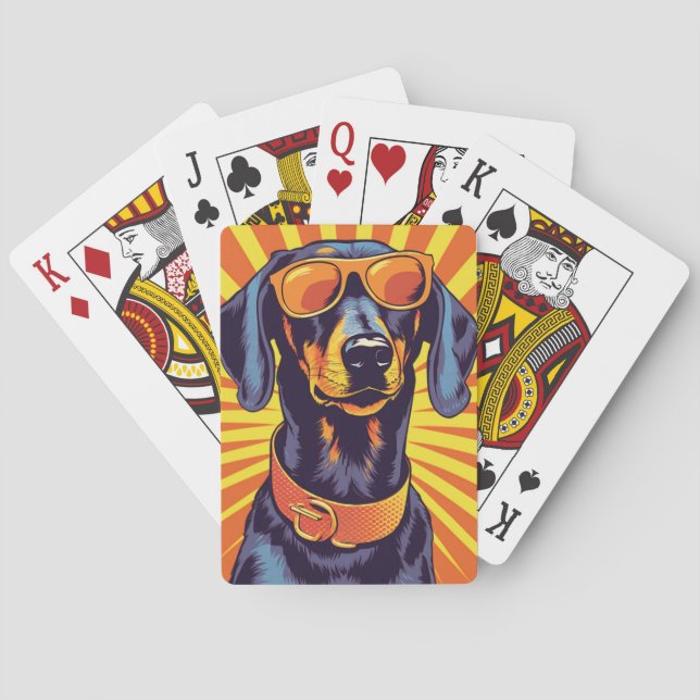 Dachshund Pop Art Playful & Vibrant Design for Dog Poker Cards (Back)