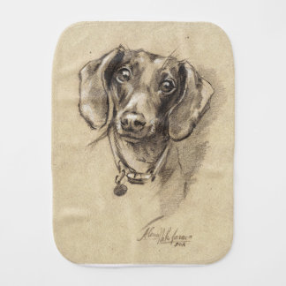 Dachshund portrait burp cloth
