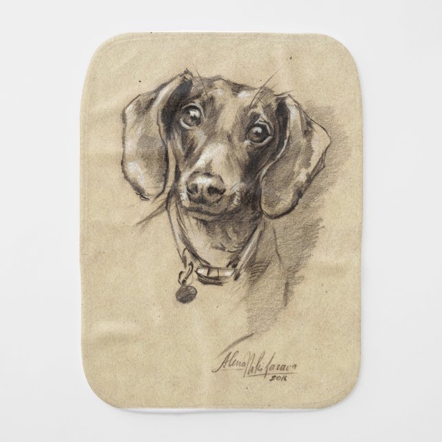 Dachshund portrait burp cloth (Front)