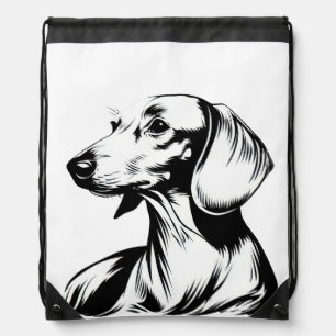 Dachshund Portrait – Minimal Dog Line Art Drawstring Bag