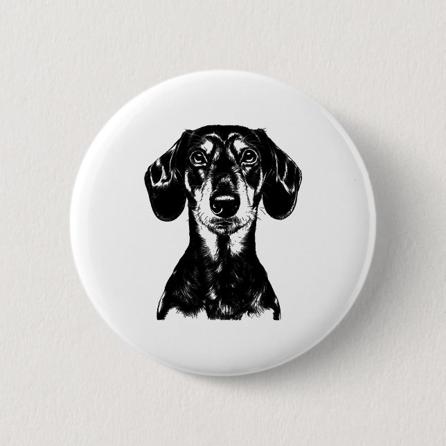 Dachshund Portrait  Minimalist Apparel  Button (Front)
