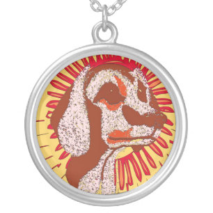 Dachshund Poster Silver Plated Necklace