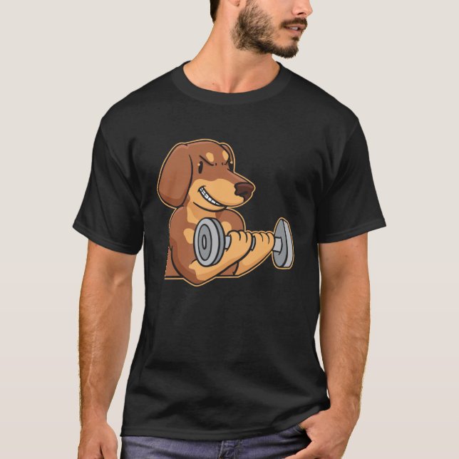 Dachshund Powerlifting Weightlifting Deadlifting T-Shirt (Front)
