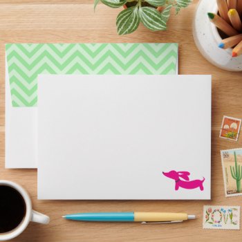 Dachshund Preppy Pink And Green Envelopes by Smoothe1 at Zazzle