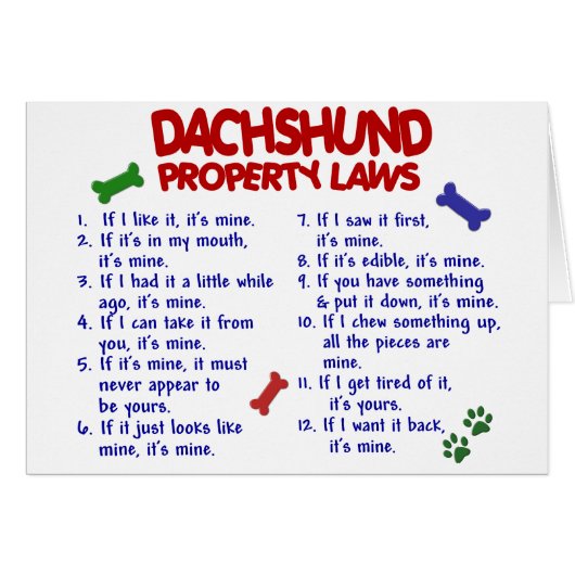 Dachshund Property Laws 2 Cards (Front Horizontal)