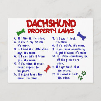 Dachshund Property Laws 2 Postcard