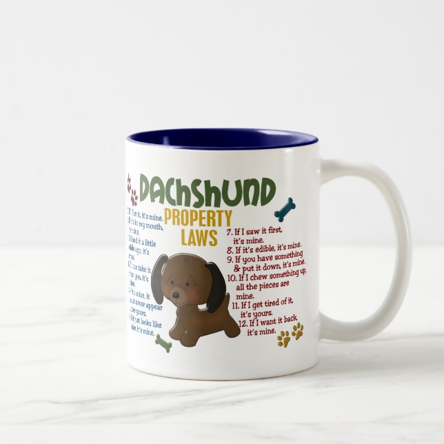 Dachshund Property Laws 4 Two-Tone Coffee Mug (Right)