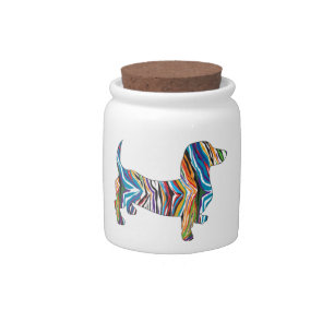 Dachshund - Psychedelic Zbra Doxie Candy Jar