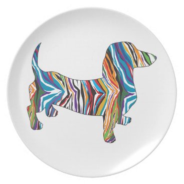 Dachshund - Psychedelic Zbra Doxie Dinner Plate