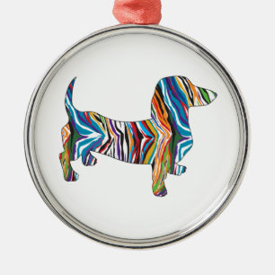 Dachshund - Psychedelic Zbra Doxie Metal Ornament