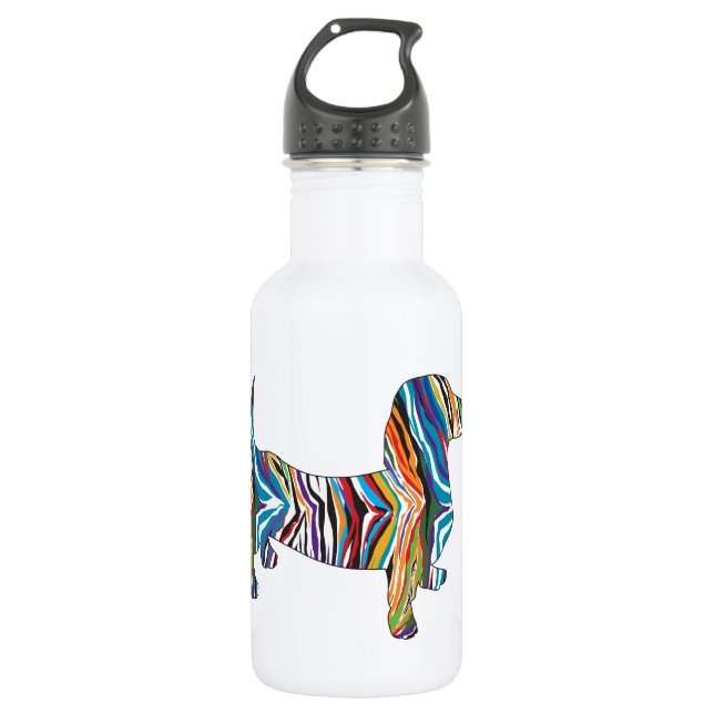 Dachshund - Psychedelic Zbra Doxie Water Bottle (Front)