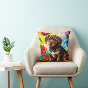 Dachshund Pug Puppy Dog Colorful Pillow
