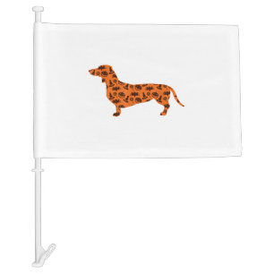 Dachshund Pumpkin Witch Bat Funny Spooky Halloween Car Flag
