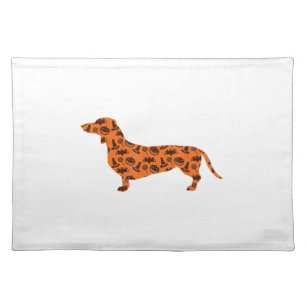 Dachshund Pumpkin Witch Bat Funny Spooky Halloween Cloth Placemat