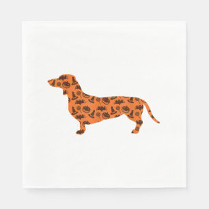 Dachshund Pumpkin Witch Bat Funny Spooky Halloween Napkins
