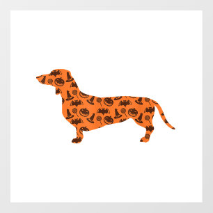 Dachshund Pumpkin Witch Bat Funny Spooky Halloween Wall Decal