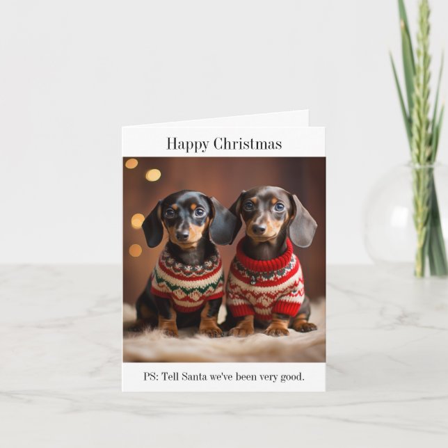 Dachshund Puppies Christmas Card (Front)