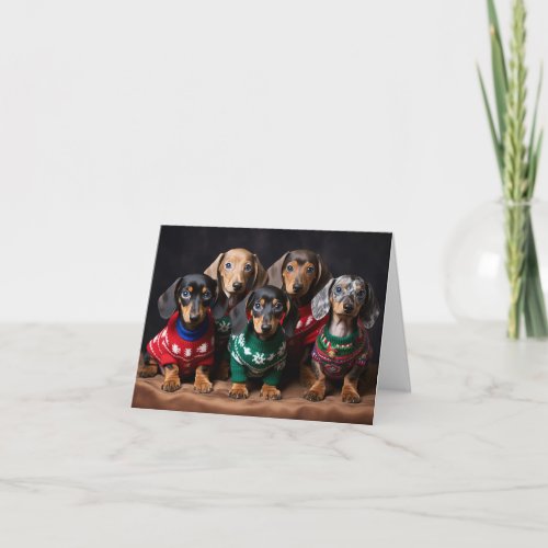 Dachshund Puppies Christmas Card