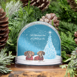 Dachshund Puppies Christmas Snow Globe