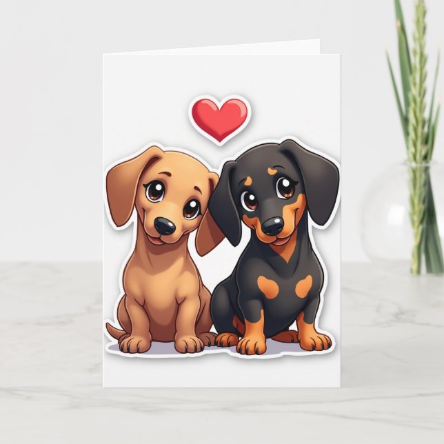 Dachshund Puppies Love Card (Front)