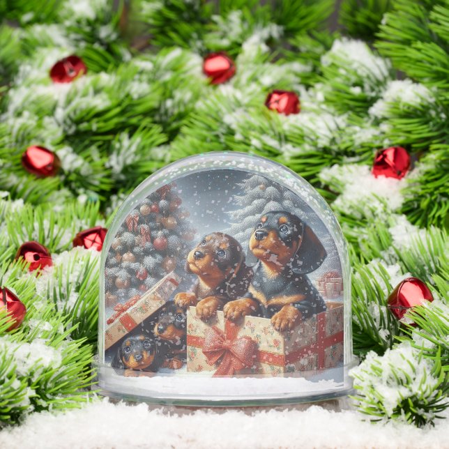 Dachshund Puppies Personalized Snow Globe (Christmas)