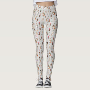 Dachshund Puppies: Santa Hats, Holly, and Snowmen Leggings