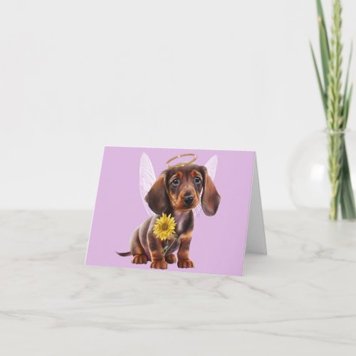 Dachshund Puppy Angel Greeting Card Any Occasion