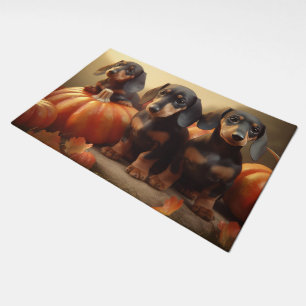 Dachshund Puppy Autumn Delight Pumpkin Doormat