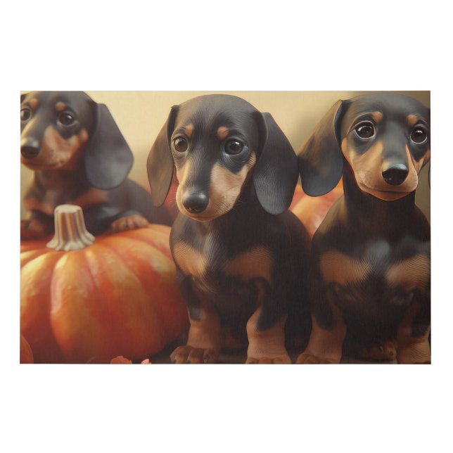 Dachshund Puppy Autumn Delight Pumpkin Faux Canvas Print (Front)