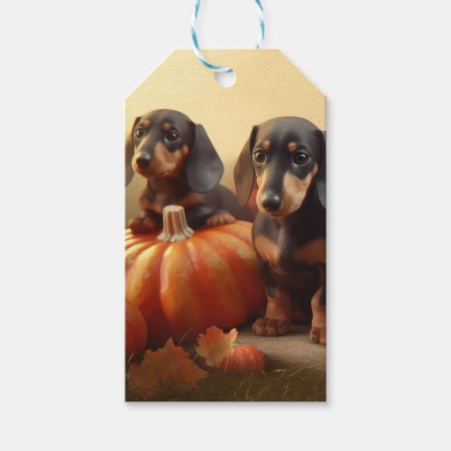 Dachshund Puppy Autumn Delight Pumpkin Gift Tags