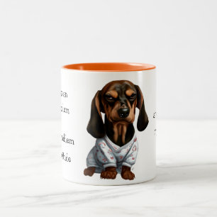 Dachshund Puppy Bad Attitude Two-Tone Coffee Mug