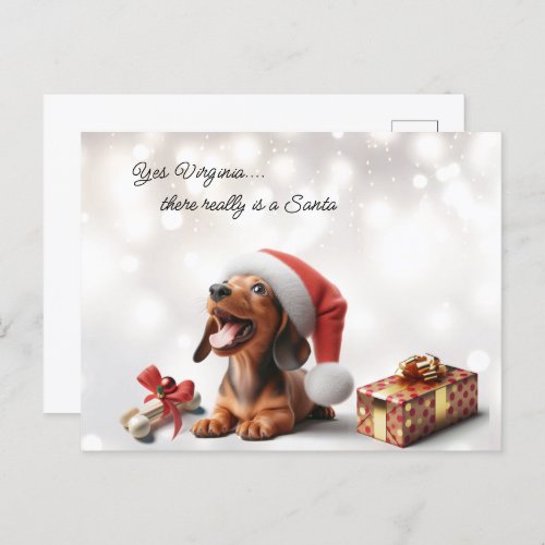 Dachshund Puppy Christmas Surprise Postcard