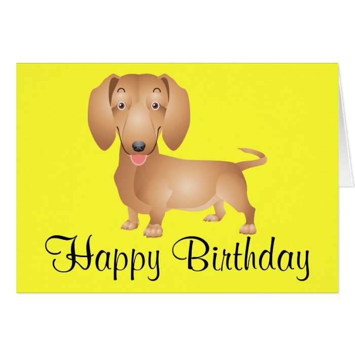 Dachshund  Puppy Dog Happy Birthday Yellow  Card