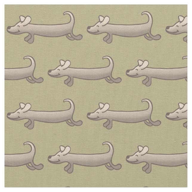 dachshund puppy dog kids pattern fabric (Close Up)