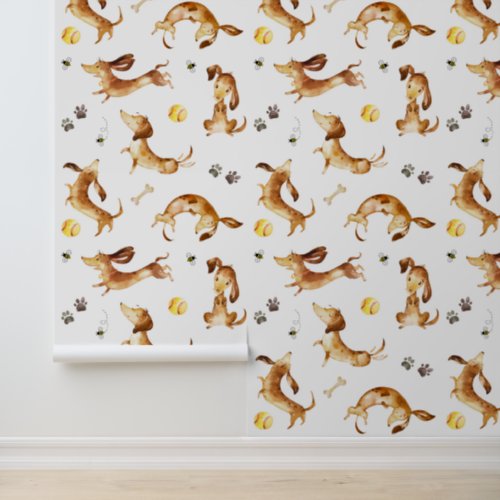 Dachshund Puppy Dog Paw Prints Bumble Bee Ball  Wallpaper