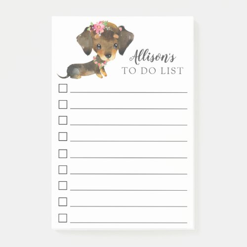 Dachshund Puppy Dog Personalized To Do List Post_it Notes