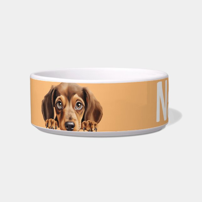 Dachshund Puppy Dog Pet Dish Bowl (Left)