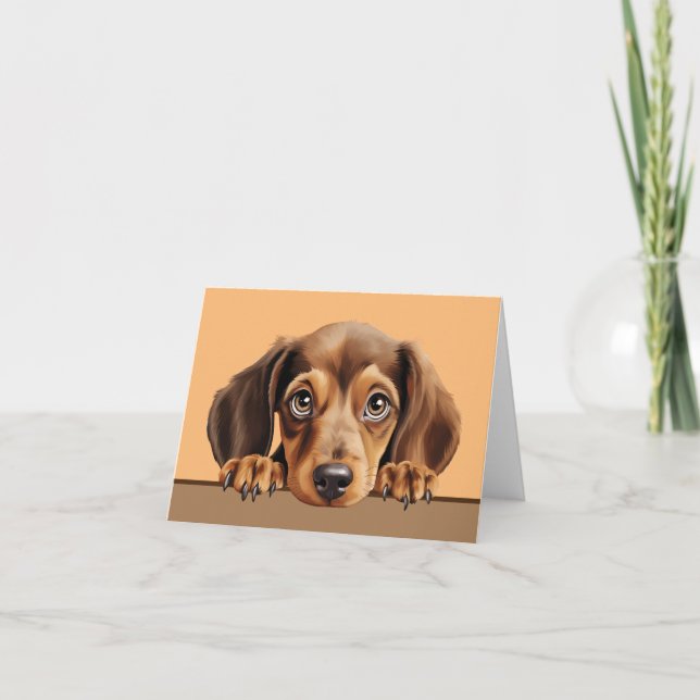 Dachshund Puppy Dog Pet Notecard or Thank you Card (Front)
