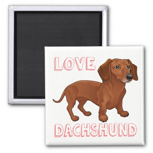 Dachshund Puppy Dog Red Love Magnet