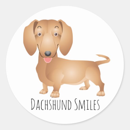 Dachshund Puppy Dog Smiles Hello Thinking of You Classic Round Sticker