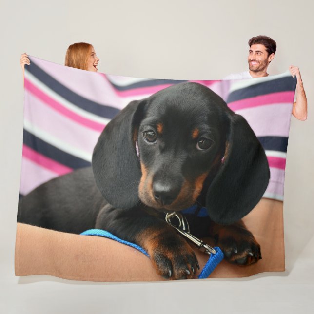 DACHSHUND PUPPY FLEECE BLANKET (In Situ)