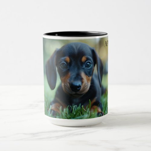 Dachshund Puppy in Grass Mug