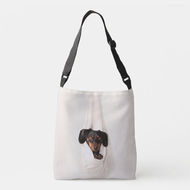 Dachshund Puppy in Hammock Cute Adorable Dog Crossbody Bag (Back)