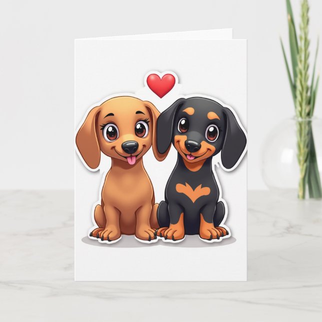 Dachshund Puppy Love Card (Front)
