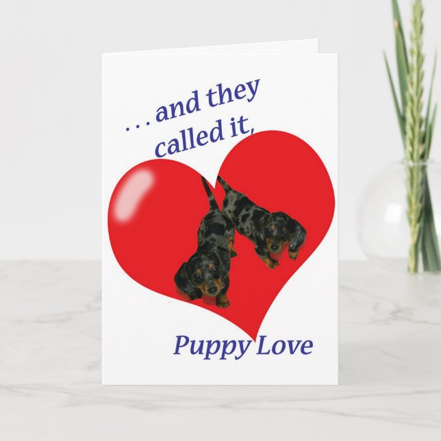 Dachshund Puppy Love Valentine's Day Card (Front)
