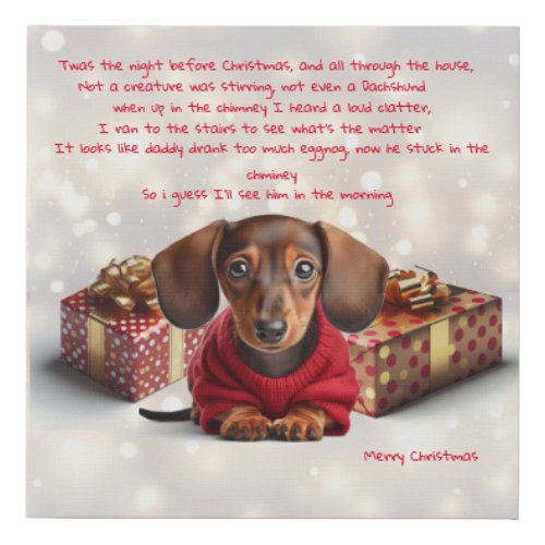 Dachshund Puppy Personalized  Faux Canvas Print